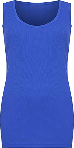 WearAll - Übergröße Damen Einfarbig Gerippt Ärmellos Vest Top - Königsblau - 54-56 von WearAll