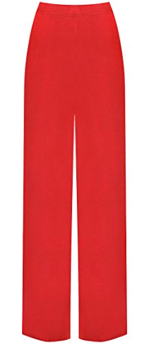 WearAll - Übergröße Damen Palazzo Weite Bein Hosen - Rot - 40-42 von WearAll