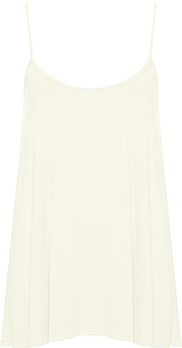 WearAll - Übergröße Damen Riemchen Ärmellos Swing Vest Top - Creme - 52-54 von WearAll