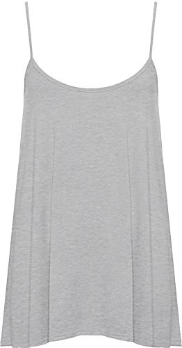 WearAll - Übergröße Damen Riemchen Ärmellos Swing Vest Top - Hellgrau - 52-54 von WearAll