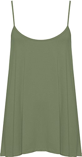 WearAll - Übergröße Damen Riemchen Ärmellos Swing Vest Top - Khaki - 52-54 von WearAll