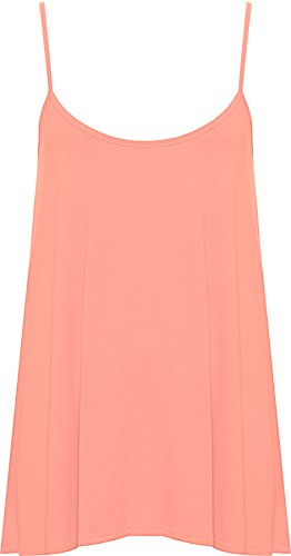 WearAll - Übergröße Damen Riemchen Ärmellos Swing Vest Top - Koralle - 48-50 von WearAll