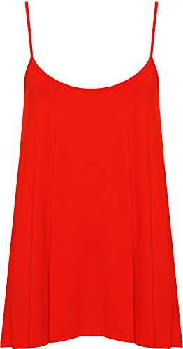 WearAll - Übergröße Damen Riemchen Ärmellos Swing Vest Top - Rot - 52-54 von WearAll