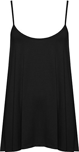 WearAll - Übergröße Damen Riemchen Ärmellos Swing Vest Top - Schwarz - 48-50 von WearAll