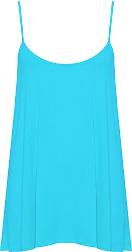 WearAll - Übergröße Damen Riemchen Ärmellos Swing Vest Top - Türkis - 48-50 von WearAll
