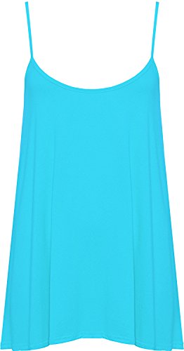 WearAll - Übergröße Damen Riemchen Ärmellos Swing Vest Top - Türkis - 52-54 von WearAll