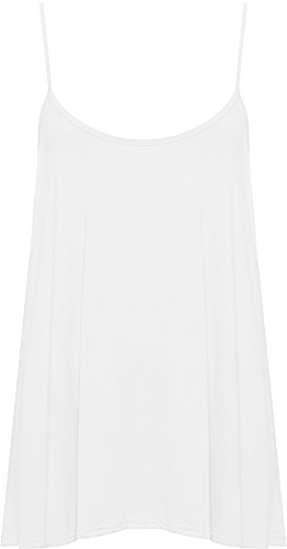 WearAll - Übergröße Damen Riemchen Ärmellos Swing Vest Top - Weiß - 48-50 von WearAll