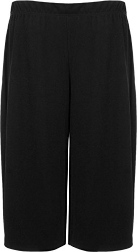 WearAll - Übergröße Krepp Strecke Plain mit weitem Bein Culottes Shorts - Schwarz - 56-58 von WearAll