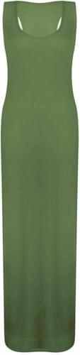 Women Ladies Jersey Long Summer Vest Racer Muscle Back Maxi Dress Plus Size Khaki 44-46 von WearAll