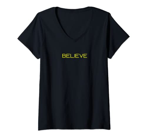 Damen Believe T-Shirt mit V-Ausschnitt Damen Believe T-Shirt mit V-Ausschnitt von WearMyShirt