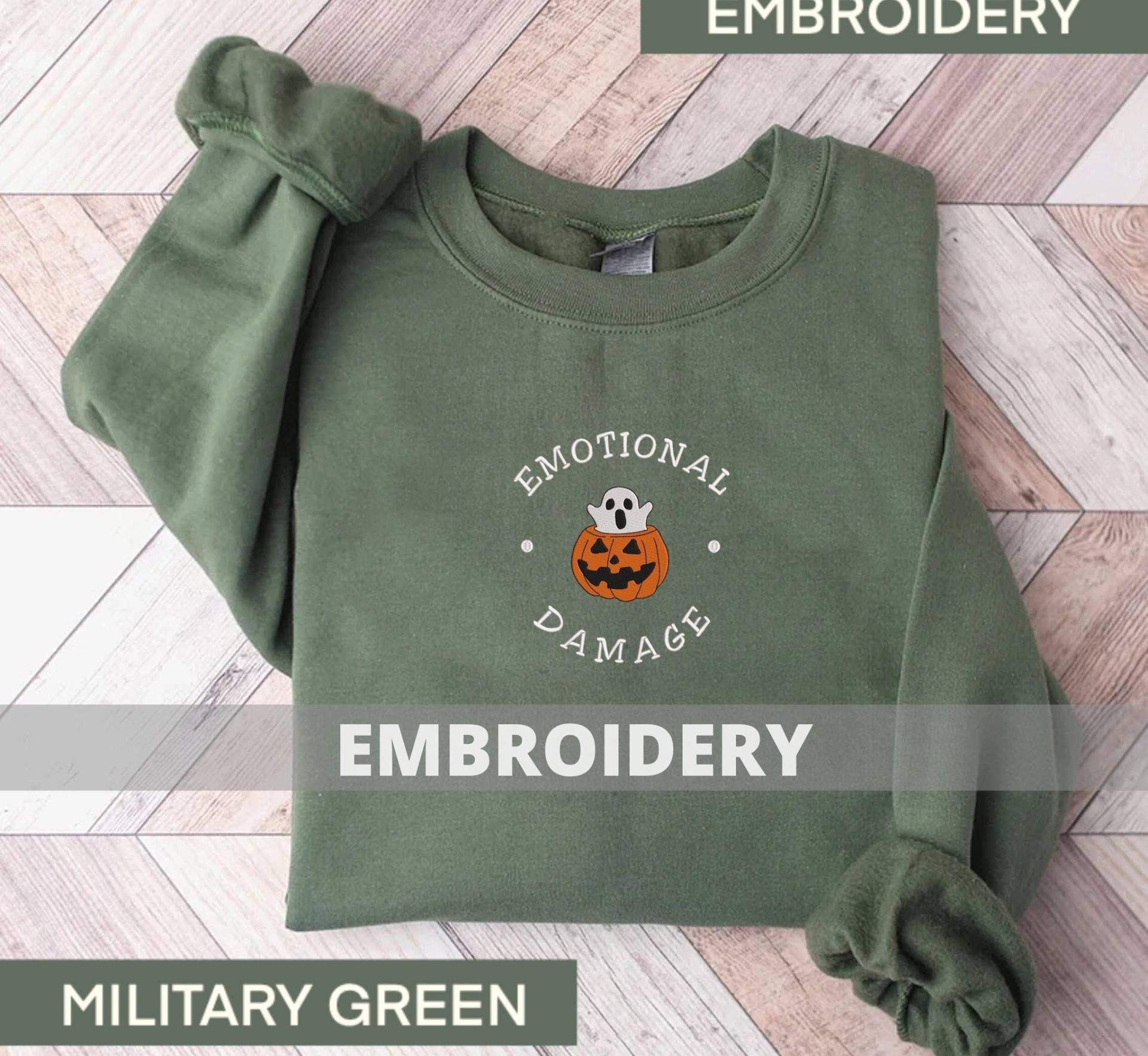 Gesticktes Halloween-Kürbis-Sweatshirt, Dezenter Halloween-Pullover, Geister-Sweatshirt, Bestickter Kürbispullover, Gruselige Jahreszeit Gesticktes Halloween-Kürbis-Sweatshirt, Dezenter Halloween-Pullover, Geister-Sweatshirt, Bestickter Kürbispullover, Gruselige Jahreszeit von WearTide