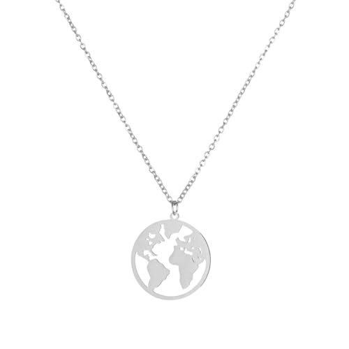 925 Sterling Silber Weltkarten-Kette mit Globus-Anhänger - Unisex-Schmuck - Geschenk für Reisende - Modell Athen von WearTravelers