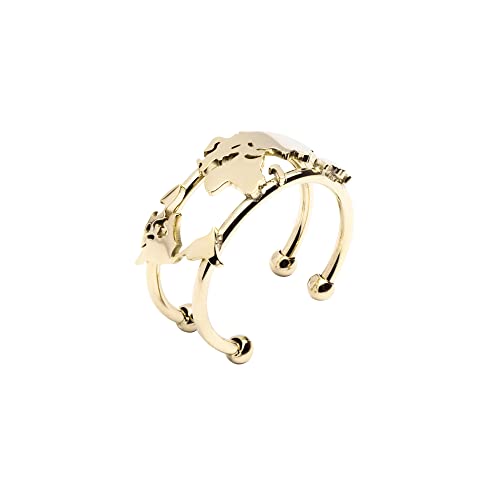 WearTravelers Verstellbarer Edelstahl Weltkarten-Ring - Hypoallergen und Glänzend - Geschenk für Reisende Frauen - Modell Palermo - (Gold) von WearTravelers