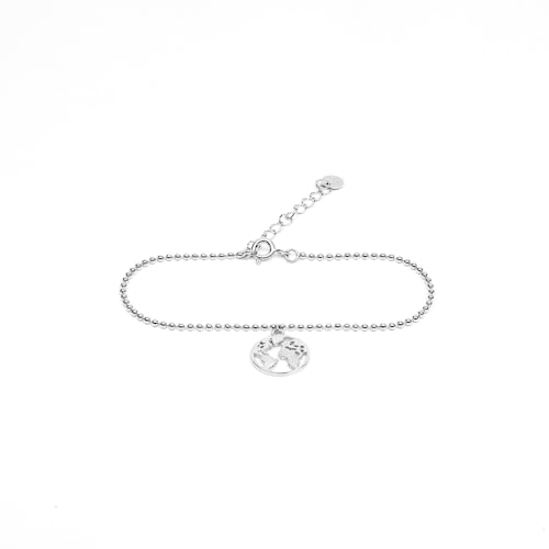 WearTravelers 925 Sterling Silber Armband mit Weltkarten-Anhänger - Minimalistisches und Raffiniertes Design - Geschenk für Reisende Frauen - Modell Tokyo von WearTravelers