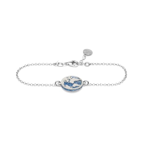 WearTravelers 925 Sterling Silber Armband mit Weltkarten-Anhänger und Blauem Glitzer - Verstellbar - Geschenk für Reisende Frauen - Made in Italy - Modell Helsinki von WearTravelers