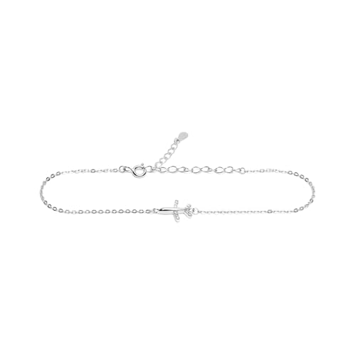 WearTravelers 925 Sterling Silber Flugzeugarmband mit Zirkonia - Verstellbar - Geschenk für Reisende Frauen - Modell Miami von WearTravelers