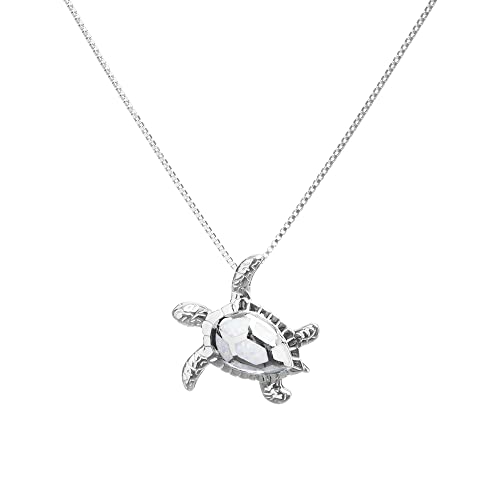 WearTravelers 925 Sterling Silber Schildkröten-kette mit blauem oder weißem Opal-Anhänger - Geschenkidee für Meer- und Schildkrötenliebhaber - Modell Panama (Große, Weiß) von WearTravelers