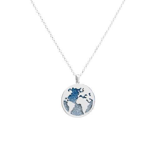 WearTravelers Kette mit Weltkugel und überlagertem blauem Glitzer aus 925er Silber – Geschenkidee für reisende Frauen – Produkt Made in Italy – Modell Kopenhagen von WearTravelers