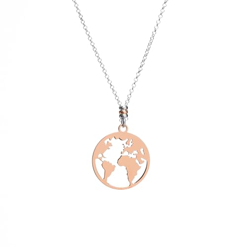 Weltkarte-Kette aus 925er Silber – Anhänger aus Roségold und Silberkette – Geschenkidee für reisende Frauen – Produkt Made in Italy – Modell Budapest von WearTravelers