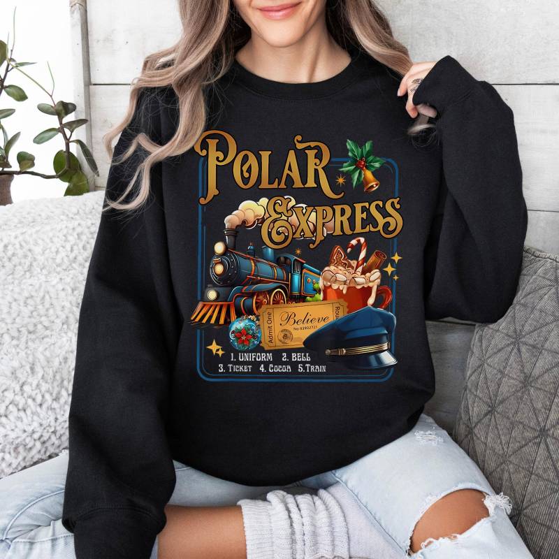 Polar Express Weihnachten Sweatshirt, Believe Urlaub Zug Film Pullover, Heißer Kakao Rundhalsausschnitt, Festliches Winter Geschenk Für Männer Frauen von WearbyAnke