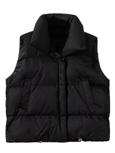 Damen Weste Kurze Puffer Weste mit Reissverschluss Warm Ärmellos Steppweste mit Stehkragen Ultraleicht Übergangsweste mit Taschen Herbst Winter Schwarz XXL Damen Weste Kurze Puffer Weste mit Reissverschluss Warm Ärmellos Steppweste mit Stehkragen Ultraleicht Übergangsweste mit Taschen Herbst Winter Schwarz XXL von Weardear