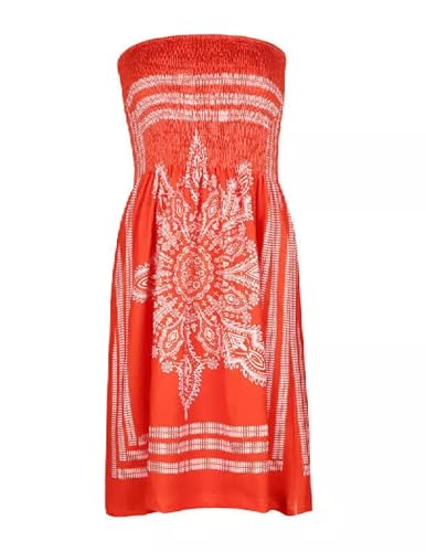 WEARDEAR Kurze Sommerkleider Damen Ärmelloses Strapless Fashion Kleid Boho Stil Leicht Und Luftig Casual Strandkleider Hellrot XL von Weardear
