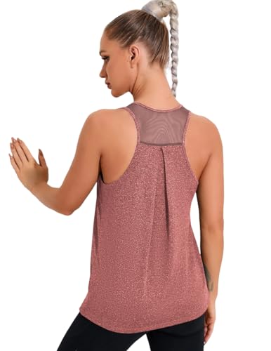 Weardear Damen Crop Tops Workout Tops Lose Ärmellose Cropped Muscle Tank Mesh Zurück Fitness Laufen Shirt Rosa XL von Weardear