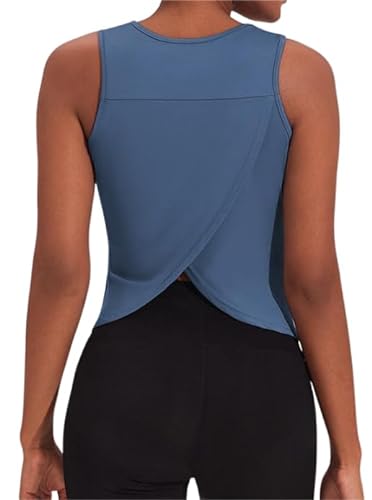 Weardear Damen Sport Tank Top Racerback Ärmellose Oberteile Frauen Open Back Shirts Yoga Jogging Laufen Workout Hellblau S von Weardear