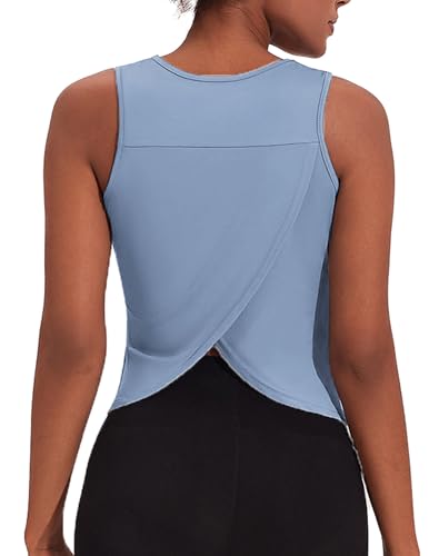 Weardear Damen Sport Tank Top Racerback Ärmellose Oberteile Frauen Open Back Shirts Yoga Jogging Laufen Workout Hellblau S von Weardear