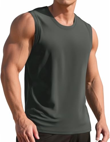 Weardear Gym Tank Top Herren Hawaii Hemd Muskelshirt Trainingsshirt Tanktop Schnelltrocknendes Gym Sleeveless Funktionsshirt Sport Dunkelgrau XXL von Weardear