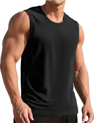 Weardear Herren Workout Bodybuilding Tanktops UPF50+ Sonnenschutz Athletisches Training Gym Shirts Weste Sleeveless Tshirt Running Schwarz XL von Weardear