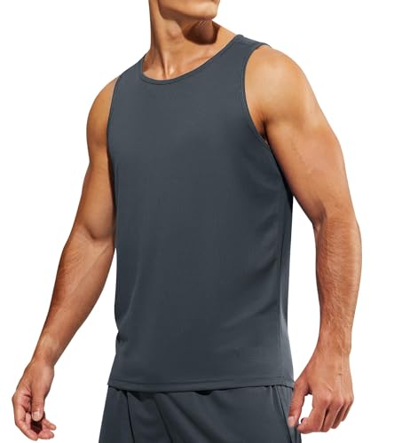 Weardear Kompressionsshirt T-Shirt Herren Tanktop Laufshirt Ärmellos Funktionsshirt Stringer Achselshirt Laufen Bodybuilding Shirts Hellgrau L von Weardear