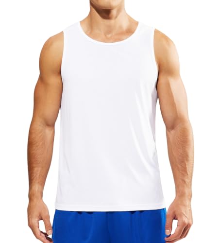 Weardear Kompressionsshirt T-Shirt Herren Tanktop Laufshirt Ärmellos Funktionsshirt Stringer Achselshirt Laufen Bodybuilding Shirts Weiß L von Weardear