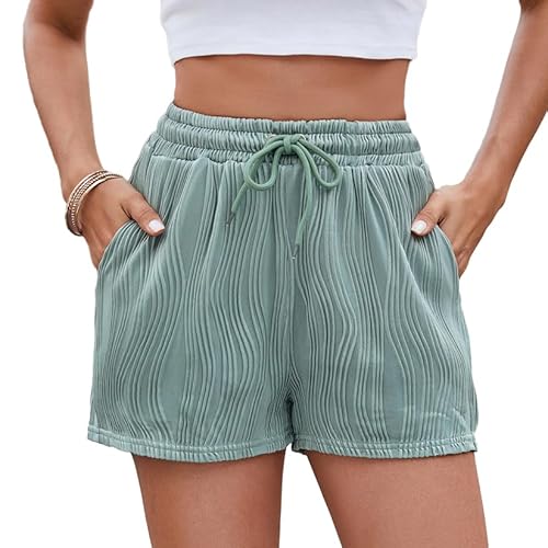 Weardear Kurze Hose Damen Knielang Bermuda Shorts Kordelzug Chino Hosen Plissierte High Waist Sommershorts Hell Grün S Weardear Kurze Hose Damen Knielang Bermuda Shorts Kordelzug Chino Hosen Plissierte High Waist Sommershorts Hell Grün S von Weardear