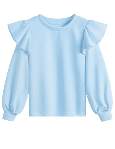 Weardear Mädchen Sweatshirt Rüschen Langarm Pullover Rundhals Kinder Herbst Winter Freizeit Sport Langarmshirt für Mädchen 11-12 Jahre von Weardear