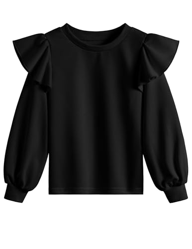 Weardear Mädchen Sweatshirt Rüschen Langarm Pullover Rundhals Kinder Herbst Winter Freizeit Sport Langarmshirt für Mädchen 11-12 Jahre von Weardear