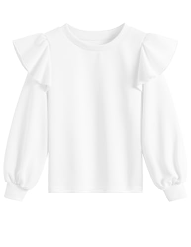 Weardear Mädchen Sweatshirt Rüschen Langarm Pullover Rundhals Kinder Herbst Winter Freizeit Sport Langarmshirt für Mädchen 11-12 Jahre von Weardear