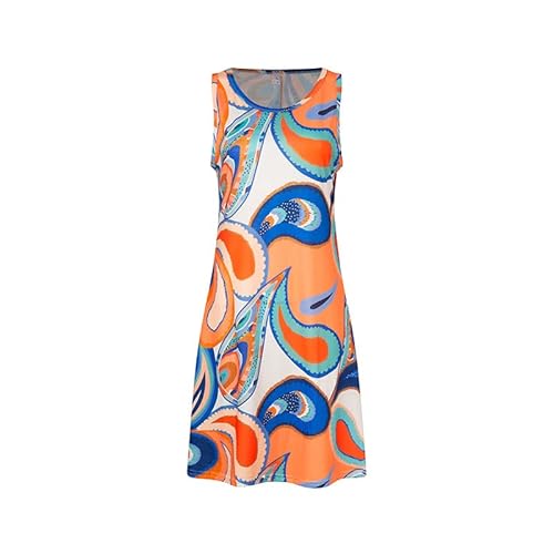 Weardear Sommer Kleid mit Rundhals Damen Kleider A-Linie Casual Strandkleid Ärmellos Knielang Freizeitkleid mit Taschen von Weardear