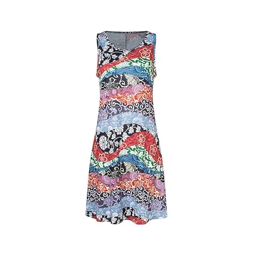 Weardear Sommerkleid Damen A-Linie Freizeit Kleid Rundhals Kurz Strandkleid mit Taschen Loose Knielang Tank Top Kleider von Weardear