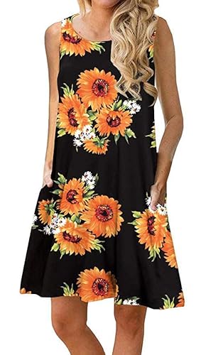 Weardear Sommerkleider Damen A-Linie Freizeitkleid Ärmellos Rundhals Strandkleid mit Taschen Blumen Leicht Tank Kleid Weardear Sommerkleider Damen A-Linie Freizeitkleid Ärmellos Rundhals Strandkleid mit Taschen Blumen Leicht Tank Kleid von Weardear