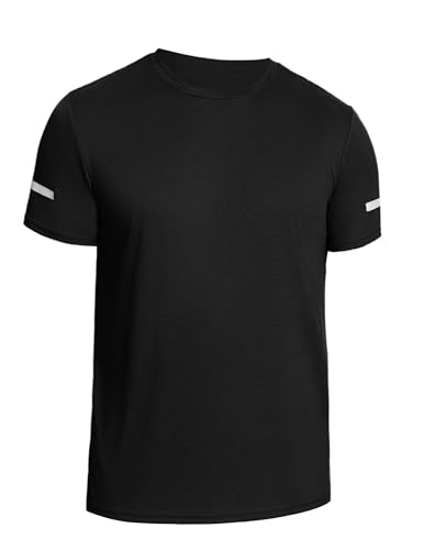 Weardear Sport T Shirt Herren Kurzarm T-Shirts Funktionsshirt Schnelltrocknend Atmungsaktiv Sport Shirt Männer Laufshirt Kurzarm Trainingsshirt Herren Schwarz XXL von Weardear