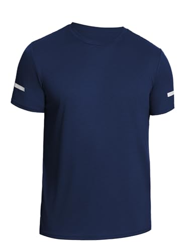 Weardear Sport Tshirts Herren Funktionsshirt Sportshirt Schnelltrocknend Atmungsaktiv Trainingsshirt Laufshirt Kurzarm Gym Shirt Herren Navy blau XXL von Weardear