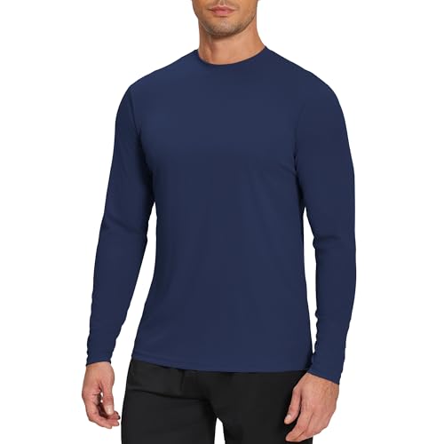 Weardear Sportshirt Herren Langarmshirt Sport T-Shirts Atmungsaktiv UV Shirt UPF 50+ Sonnenschutz Langarm Fitnessshirt Gym Running Top Rashguard Schwimmshirt Badeshirt Navy Blau S von Weardear