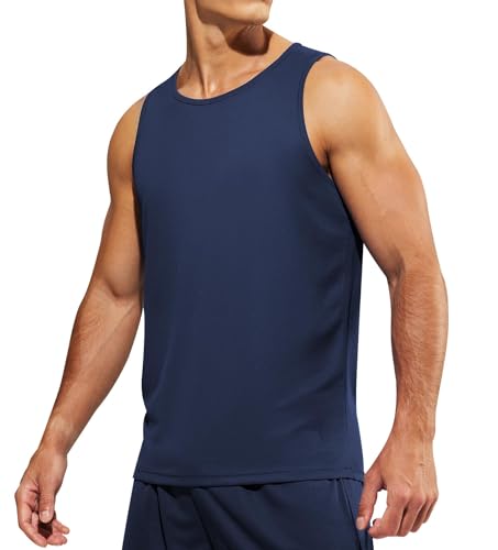 Weardear Tanktop Herren Gym Muskelshirt Workout Tankshirt Fitness atmungsaktives elastisches Quick Dry Funktionsshirts Baselayer Sports Fitness Dunkelblau XL von Weardear