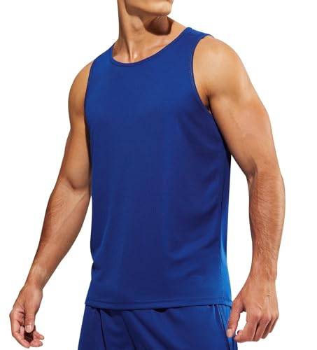 Weardear Tanktop Herren Gym Muskelshirt Workout Tankshirt Fitness atmungsaktives elastisches Quick Dry Funktionsshirts Baselayer Sports Fitness Königsblau XL von Weardear