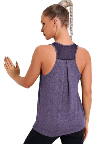 Weardear Tanktops Damen Sport Ärmellos Yoga Shirts Racerback Mesh Zurück Sport Weste Fitness Studio Running Lila L von Weardear