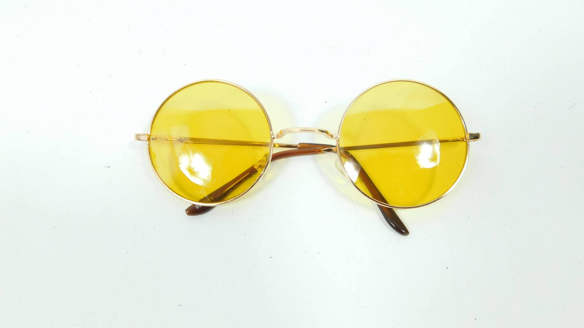 Vintage 00S Gelb Gold Getönte Große Runde Metallrahmen Brille Mode Übergroße Standard Kostüm Sonnenbrillen Objektiv Gläser Brillen von WearingMeOutVtg