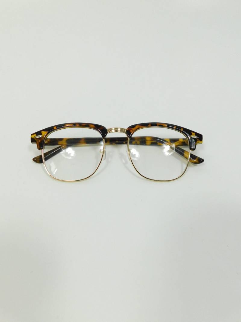 Vintage 00S Malcolm X Cheetah Print Rim Runde Gold Metall Klar Transparent Brillenmode Kostüm Sonnenbrillen Rahmen Objektiv Gläser von WearingMeOutVtg