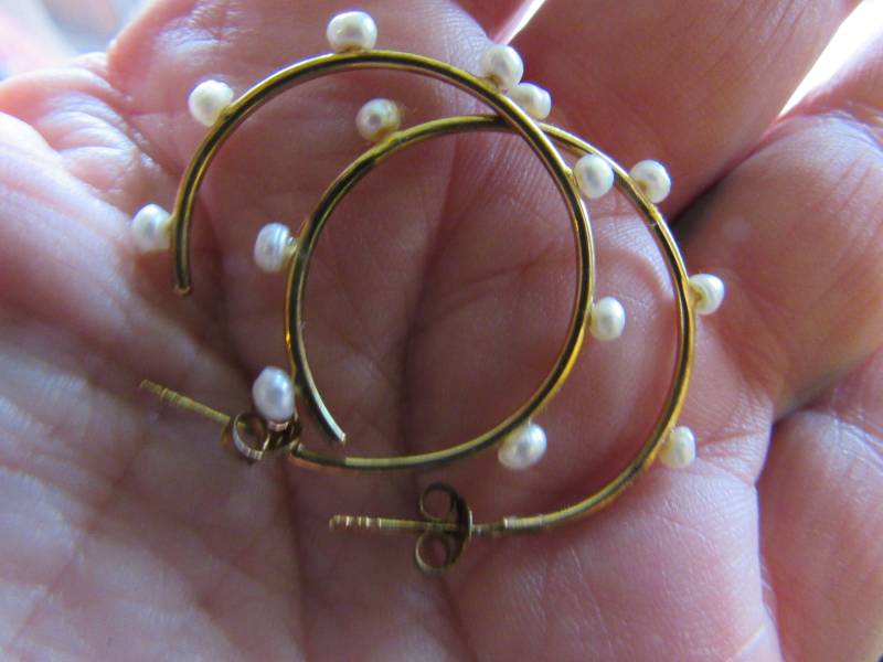 Vintage Creolen Aus Vermeil-Silber Und Perlen von WearingRetro