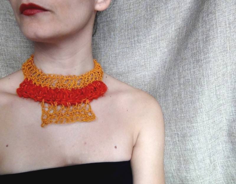 Papier, Papiergarne, Seide Schmuck, Halskette, Orange Schmuck Häkeln von WearitCrochet